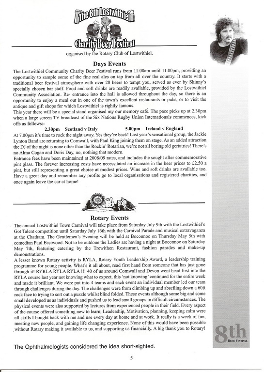 8th Lostwithiel Charity Beer Festival Programme - Page 05